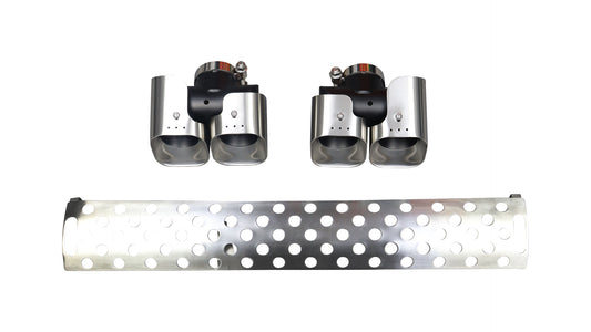 Aftermarket Exhaust Square Pipe Set With Support Bracket - SILVER (V6 To V8 Design)