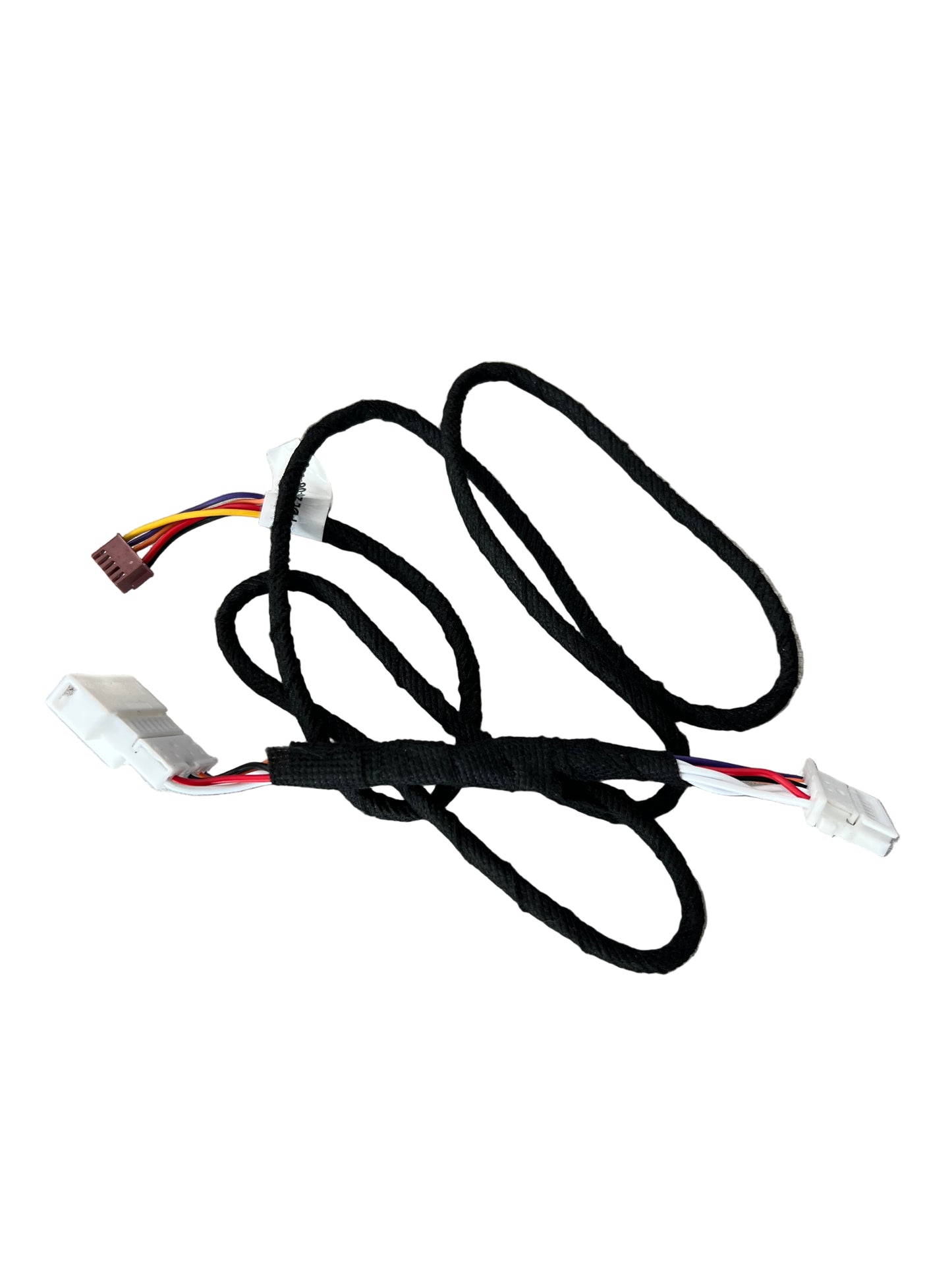 Wired cable with connectors on a wooden surface