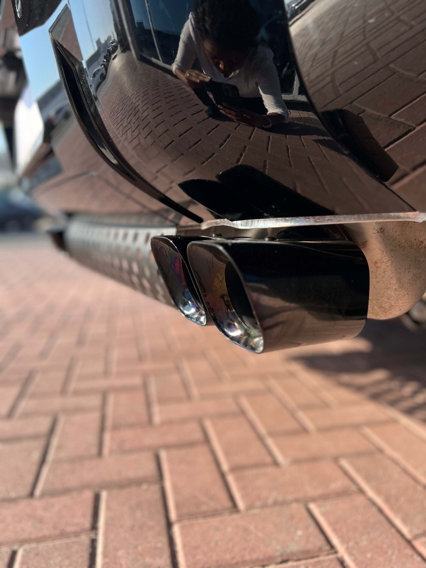 AFTERMARKET EXHAUST PIPE SET WITH SUPPORT BRACKET - BLACK (V6)