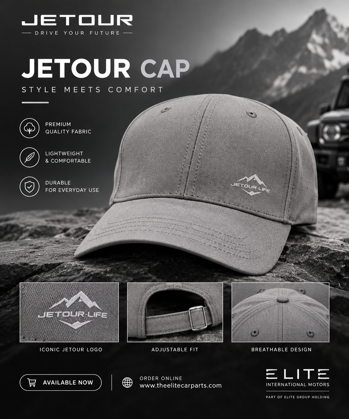 EXPLORER-TOUR THEMED BASEBALL CAP-GREY